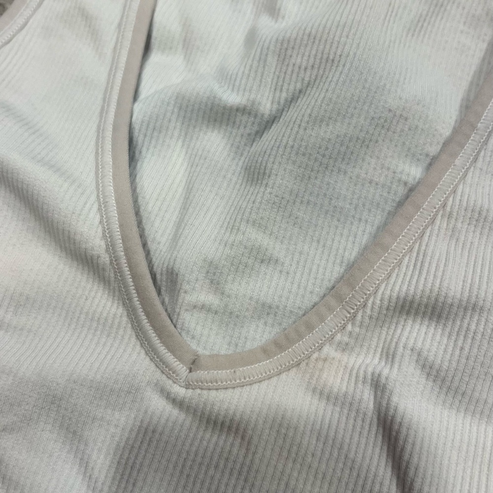 Athleta White Ribbed Tank Top - Picture 4 of 5